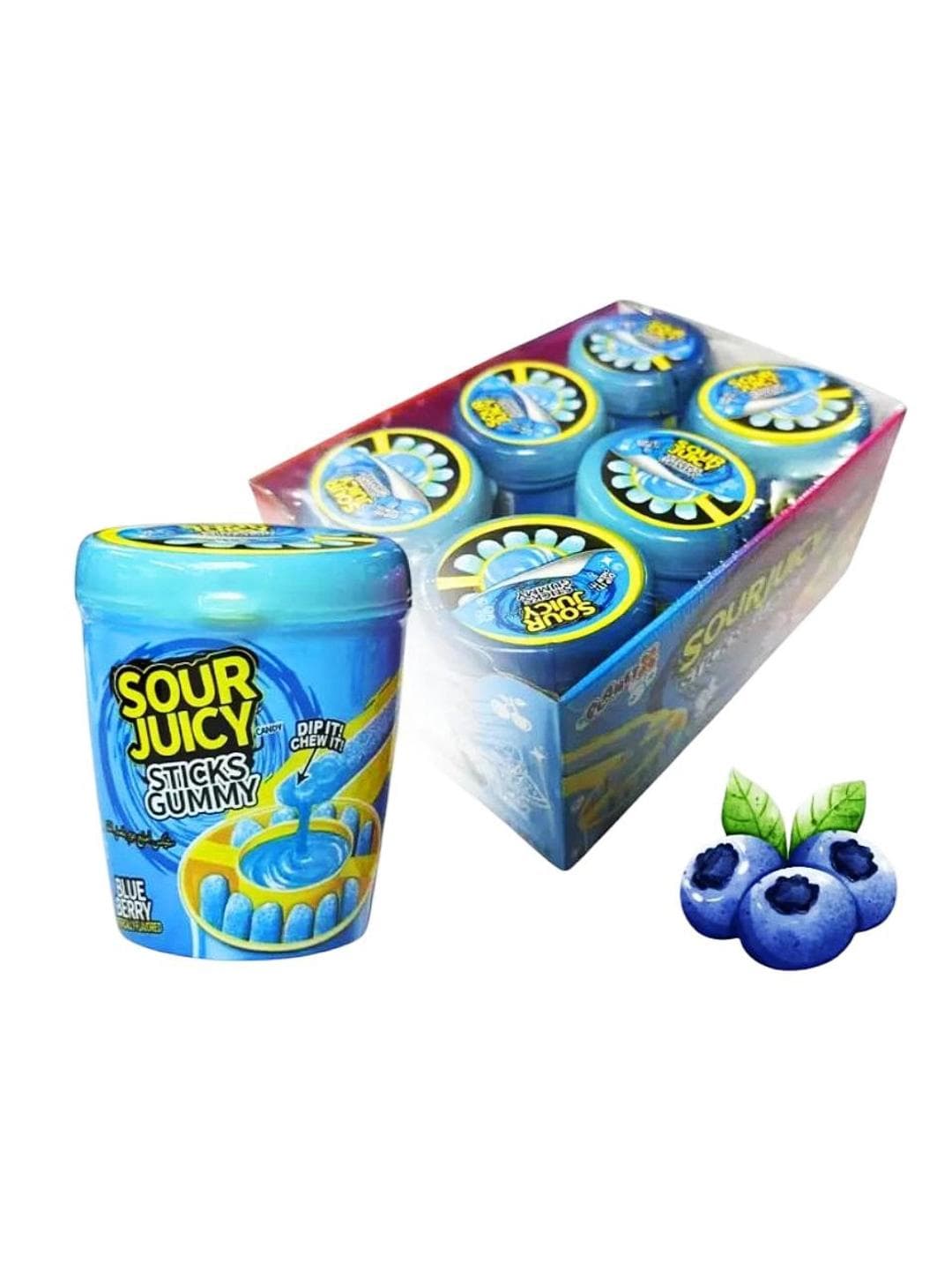پاستیل ماری شکری با سس ترش sour juicy بسته 6 عددی طعم بلوبری