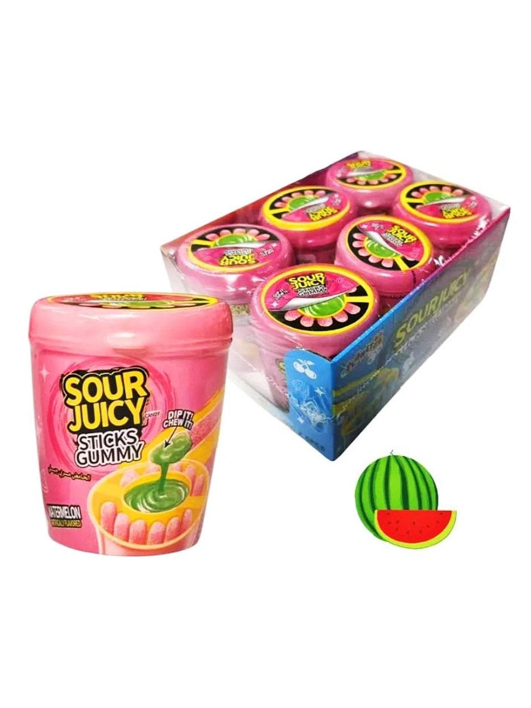 پاستیل ماری شکری با سس ترش sour juicy بسته 6 عددی طعم هندوانه