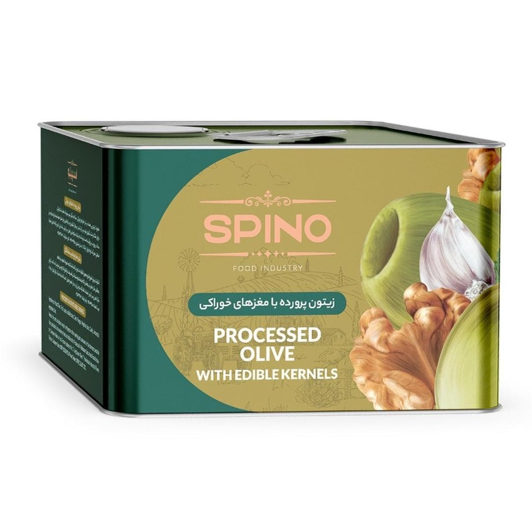 زیتون پرورده گردویی سوپر حلب 9 کیلویی اسپینو