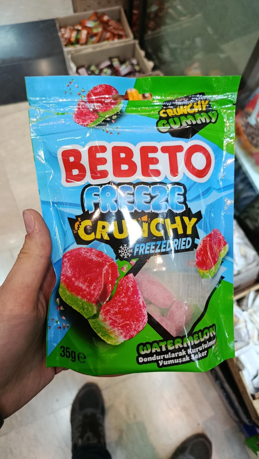 پاستیل ببتو هندوانه ترد فریز درای ۳۵ گرمی bebeto watermelon freeze crunchi